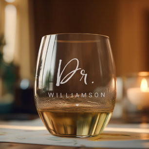 Vaso De Vino Nombre Personalizado Dr. Médica Minimalista Gradua