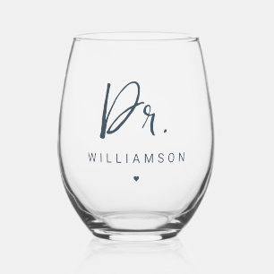 Vaso De Vino Nombre Personalizado Dr. Médica Minimalista Gradua