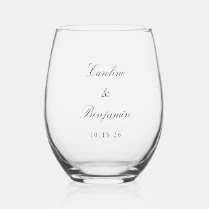 Vaso De Vino Nombre personalizado elegante de la boda del guión