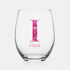 Vaso De Vino Nombre Personalizado Elegante Monograma Floral Ros