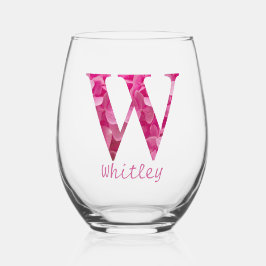Vaso De Vino Nombre Personalizado Elegante Monograma Floral Ros
