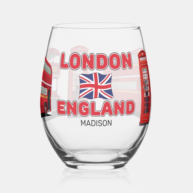 Vaso De Vino Nombre personalizado Londres Inglaterra (Izquierda)