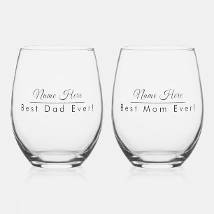 Vaso De Vino Nombre personalizado mejor padre y mamá siempre el