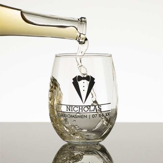 Vaso De Vino Nombre personalizado moderno de los Groomsmen con  (Subido por el creador)