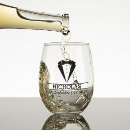 Vaso De Vino Nombre personalizado moderno de los Groomsmen con 