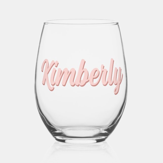 Vaso De Vino Nombre personalizado moderno y elegante (Anverso)