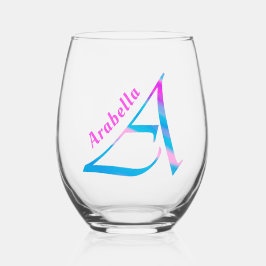Vaso De Vino Nombre personalizado Monograma "A" Resumen Primave