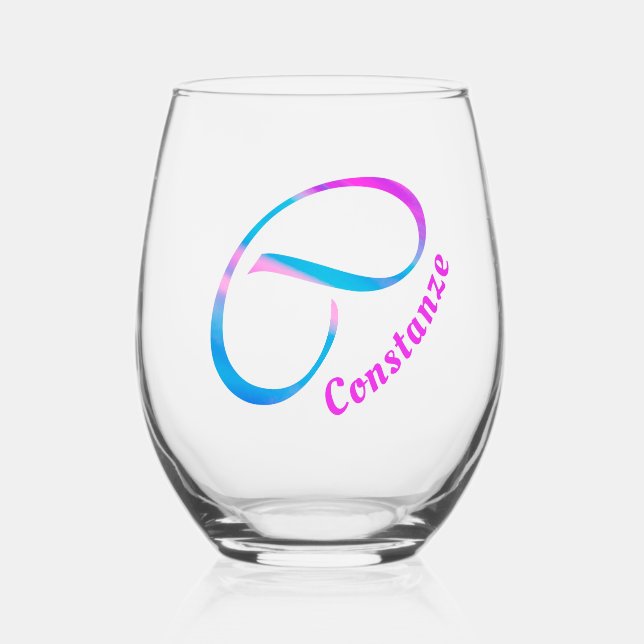 Vaso De Vino Nombre personalizado Monograma "C" Resumen Primave (Anverso)