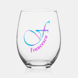 Vaso De Vino Nombre personalizado Monograma "F" Resumen Primave