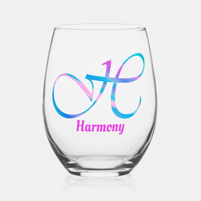 Vaso De Vino Nombre personalizado Monograma "H" Resumen Primave (Anverso)