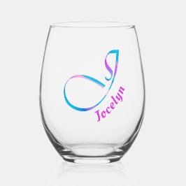 Vaso De Vino Nombre personalizado Monograma "J" Resumen Primave