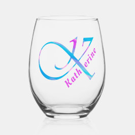 Vaso De Vino Nombre personalizado Monograma "K" Resumen Primave