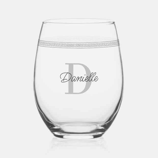 Vaso De Vino Nombre personalizado Monograma moderno elegante Me (Anverso)