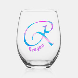 Vaso De Vino Nombre personalizado Monograma "R" Resumen Primave