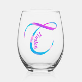 Vaso De Vino Nombre personalizado Monograma "T" Resumen Primave