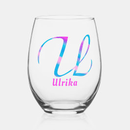 Vaso De Vino Nombre personalizado Monograma "U" Resumen Primave