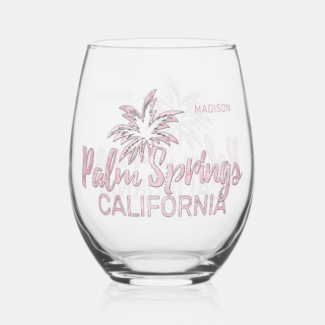 Vaso De Vino Nombre personalizado Palm Springs California (Anverso)