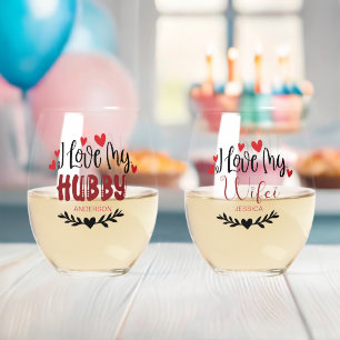 Vaso De Vino Nombre personalizado que amo a mi marido Wifei