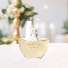 Vaso De Vino Nombre personalizado Recuerdo de la novia y el nov