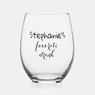 Vaso De Vino Nombre Personalizado Simple Bebida Favorita Chic