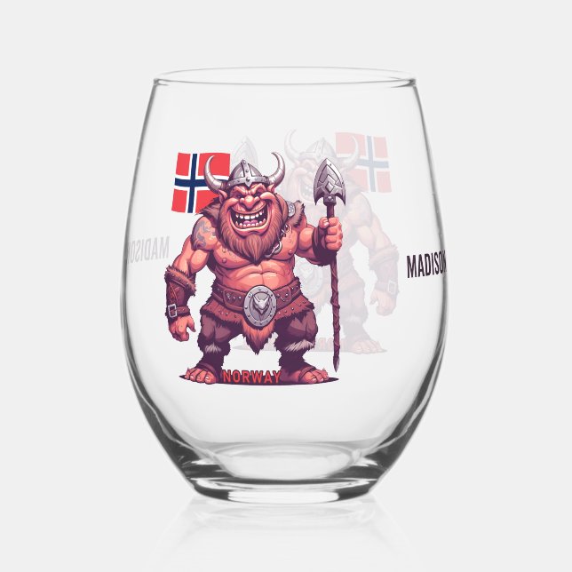 Vaso De Vino Nombre personalizado Troll noruego (Anverso)