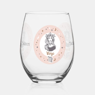 Vaso De Vino Nombre personalizado Zodiac Rótulo Virgo