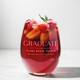 Vaso De Vino Nombre y año de graduación personalizado minimalis