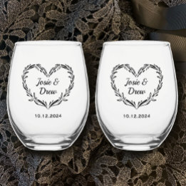 Vaso De Vino Nombre y fecha de la pareja Boda personalizada