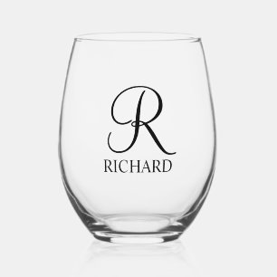 Vaso De Vino Nombre y monograma personalizados