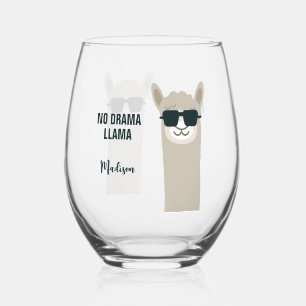 Vaso De Vino Nombre y texto personalizados de Llama de Guay