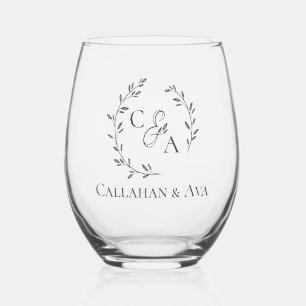 Vaso De Vino Nombres de novias y novios con logotipo personaliz