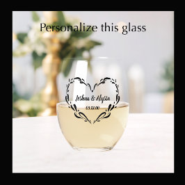 Vaso De Vino Nombres de Pareja Personalizados Regalo de Corazón