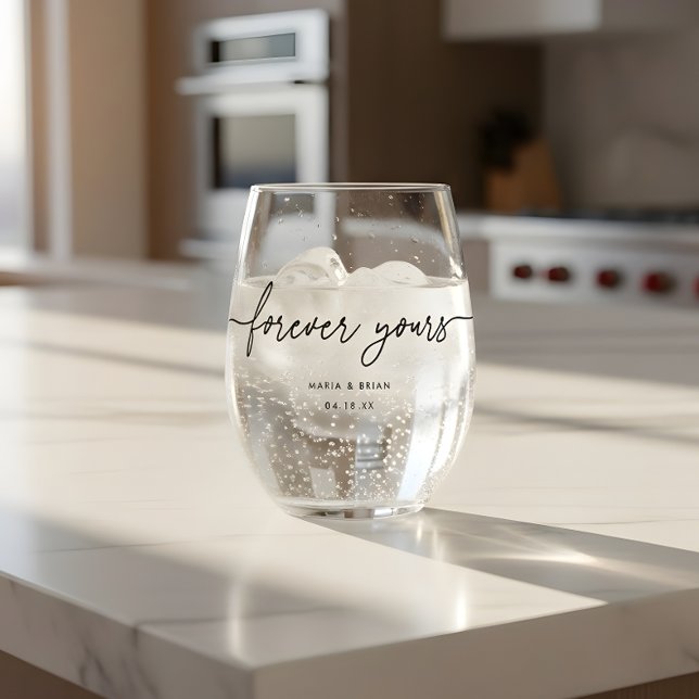 Vaso De Vino Nombres modernos de parejas Bodas "Forever Yours" (Subido por el creador)