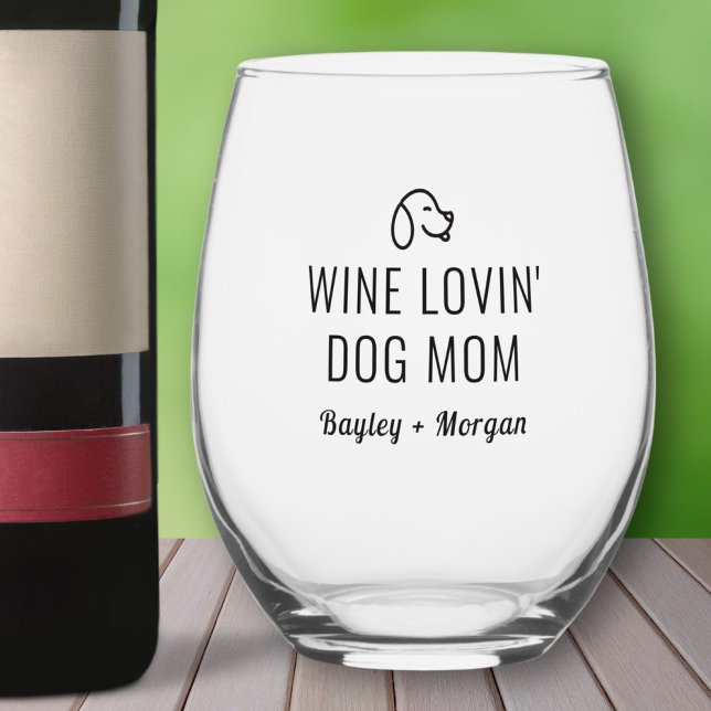 Vaso De Vino Nombres personalizados de mamá de perro amante de  (Subido por el creador)