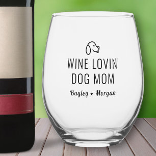 Vaso De Vino Nombres personalizados de mamá de perro amante de 