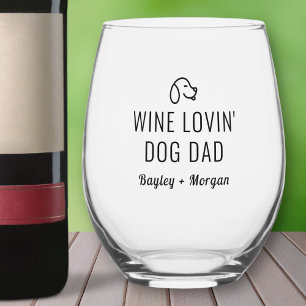 Vaso De Vino Nombres personalizados de papá, perro amante del v