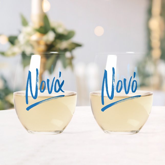 Vaso De Vino Nona y Nono Padrino griego padrino azul (Insitu (Boda))