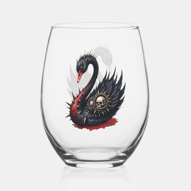 Vaso De Vino Not Your Average Swan – Spikes, Skulls & Sass.  (Anverso)