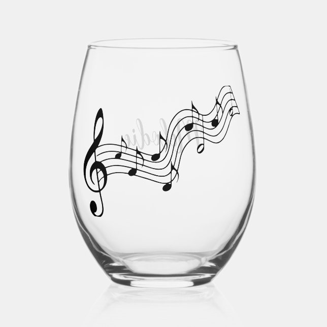 Vaso De Vino Notas musicales Puntuación Diseño Vino Glass (Anverso)