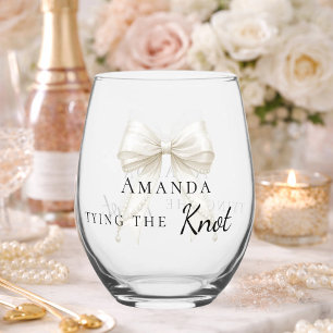 Vaso De Vino Novia atando el nudo lazo marfil Despedida de solt