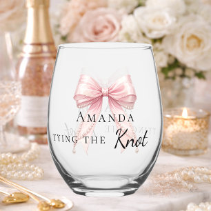Vaso De Vino Novia atando el nudo lazo rosa Despedida de solter