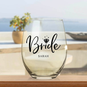 Vaso De Vino Novia Babe Bachelorette Nombre personalizado Vino