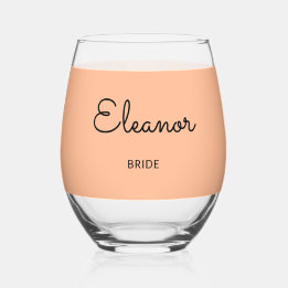 Vaso De Vino Novia Boda monogramada elegante personalizada