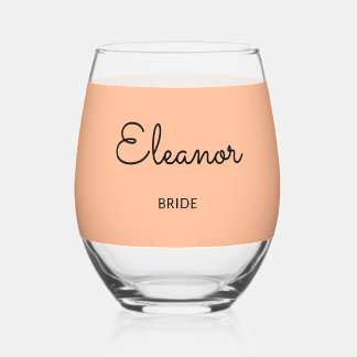 Vaso De Vino Novia Boda monogramada elegante personalizada