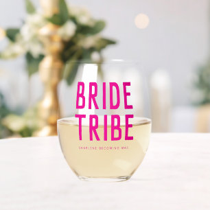 Vaso De Vino Novia Chic Rosa Tribu Despedida de Soltera