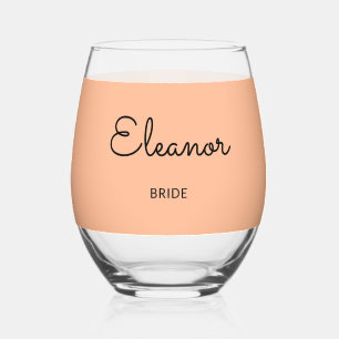 Vaso De Vino Novia de Boda Personalizada con Monograma Elegante
