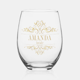 Vaso De Vino Novia elegante de oro personalizada