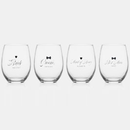 Vaso De Vino Novia, Groom, Mejor Hombre, Criada De Honor Elegan