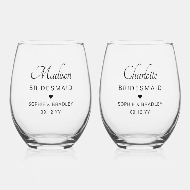 Vaso De Vino Novia Personalizada Fiesta de Matrimonio (Anverso)