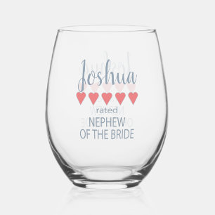 Vaso De Vino Novia y Cortejo 5 Corazón Sobrino de la Novia